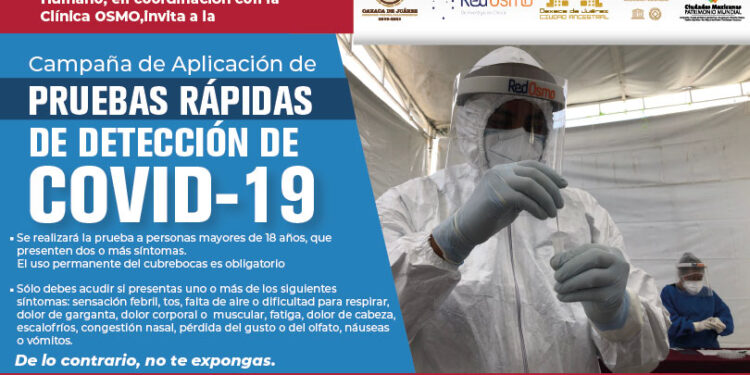 Ayuntamiento de Oaxaca y clínica OSMO ofrecerán de manera gratuita pruebas rápidas de COVID-19 en Pueblo Nuevo
