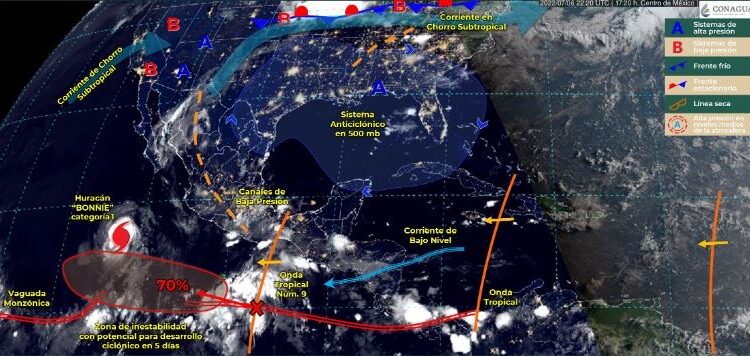 Permanecerán tormentas eléctricas y ambiente caluroso en el estado por onda tropical N°9