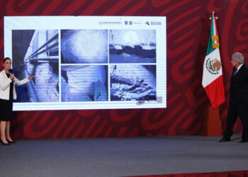 EXPONE CLAUDIA SHEINBAUM EN PALACIO NACIONAL PROYECTO DE REHABILITACIÓN DEL AICM