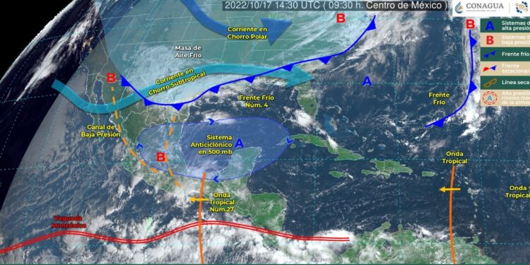 Frente frío cuatro y onda tropical 27 ocasionarán lluvias con tormentas eléctricas en Oaxaca