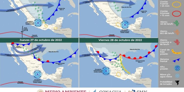 Frente frío 5 influirá de manera moderada a territorio oaxaqueño; disminuirán lluvias