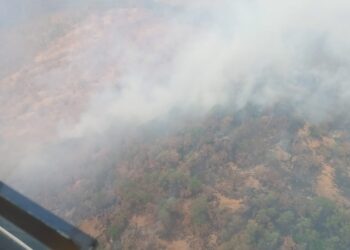 Realizan reconocimiento aéreo del incendio